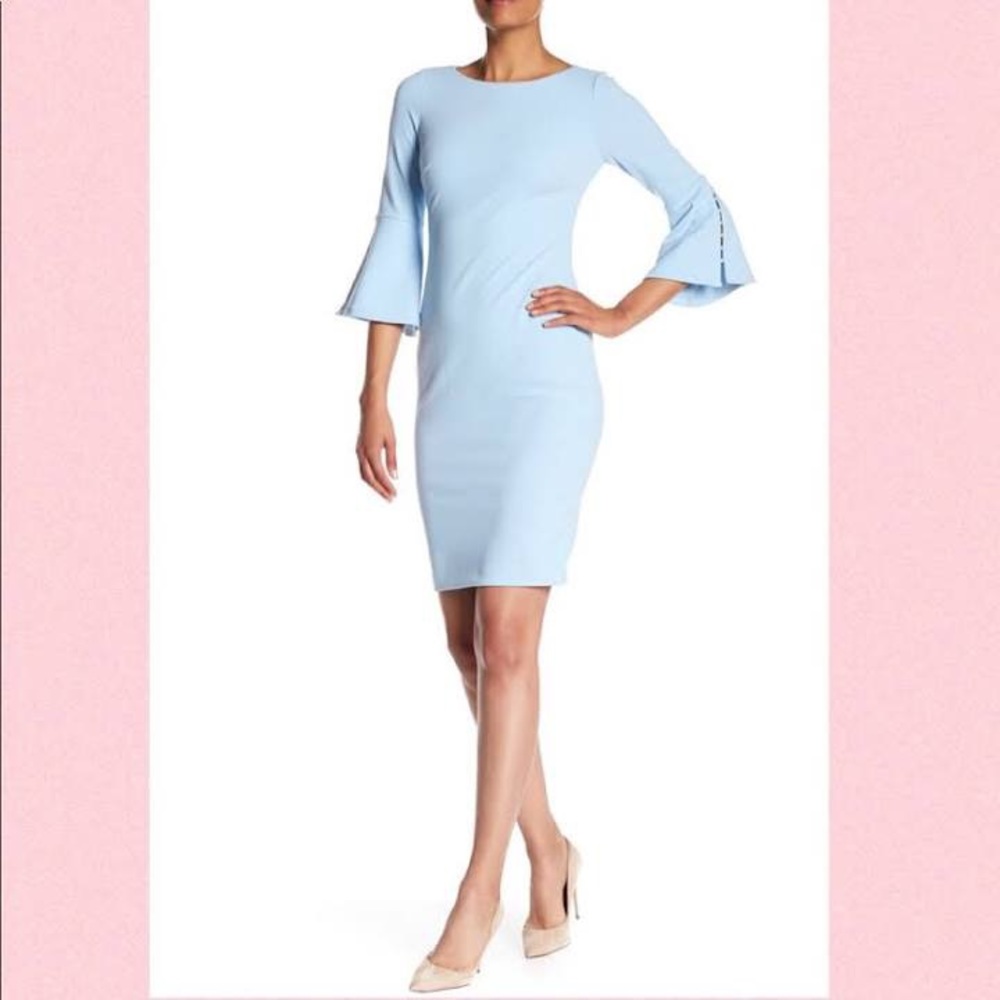 Calvin Klein Baby Blue Dress with Bell Sleeves